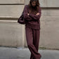 💥High-Neck Side-Zip Sweatshirt & Pants Set 👚👖