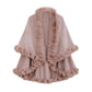 Women's Double-Layer Knit Shawl with Plush Trim