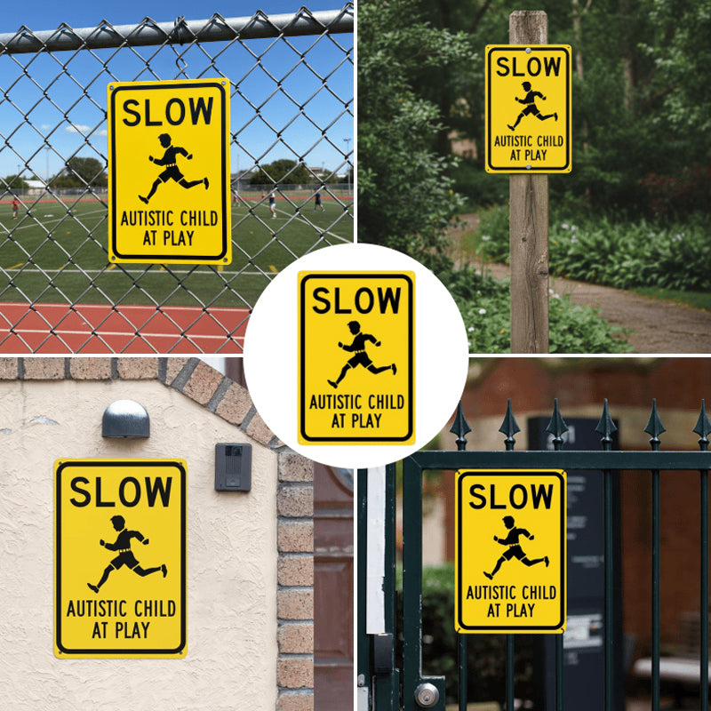 Slow Autistic Child At Play Warning Sign