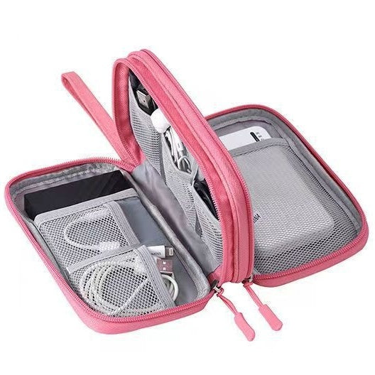 Portable Double-Layer Electronics Organizer Travel Bag