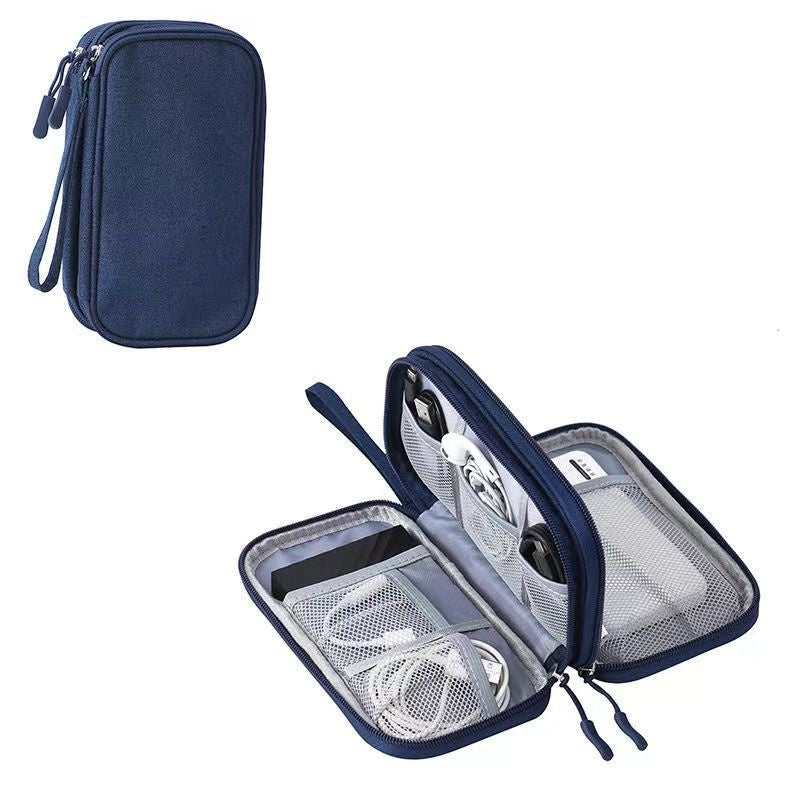 Portable Double-Layer Electronics Organizer Travel Bag