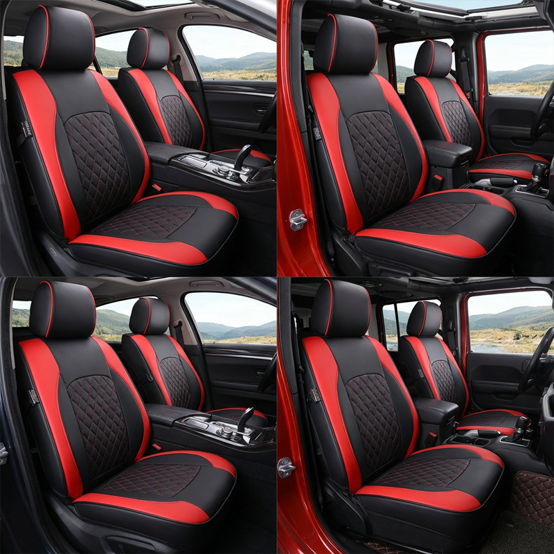 🚗9-Piece Universal Fit Leather Car Seat Cover Set