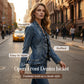 🧥 Women's Ruffle Trim Open-Front Denim Jacket – Lightweight, feminine & versatile – chic for any outfit 👗
