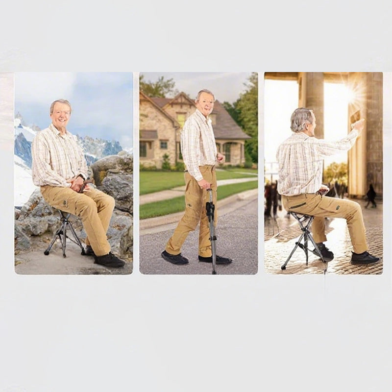 ⏳Time-Limited Special⏰2-in-1 Foldable Cane With Chair🌟 Freedom To Walk, Rest, And Explore With Ease!