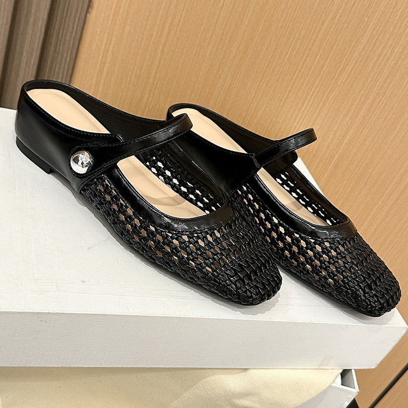 Women's Woven Square-Toe Mary Jane Mules