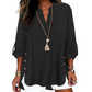 Casual Solid Color Button Side Slit Top