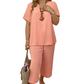💕Women's Casual Short Sleeve Top & Wide Leg Pants Set☁️