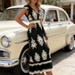👗Women's V-Neck Baroque Print Flowy Maxi Dress