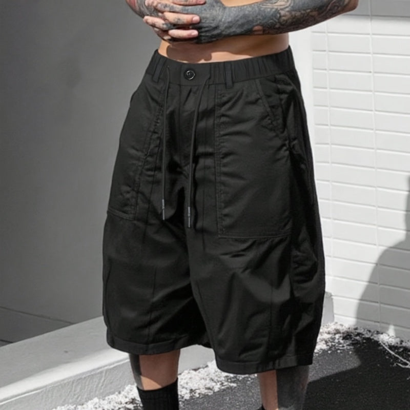 👖 Men's Plus Size Capri Pants – Wide-Leg Loose Fit, Drawstring Waist & Large Pockets ✨