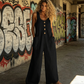 Women's Sleeveless Wide-Leg Jumpsuit with Pockets