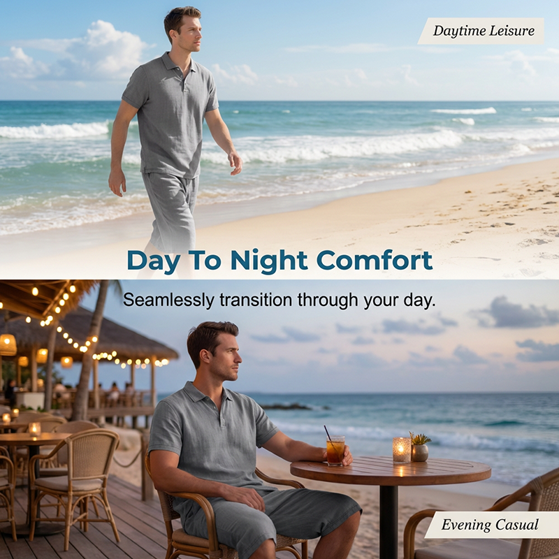 Casual Linen Shirt and Pants Set for Men – Lightweight, breathable, and relaxed fit 👖
