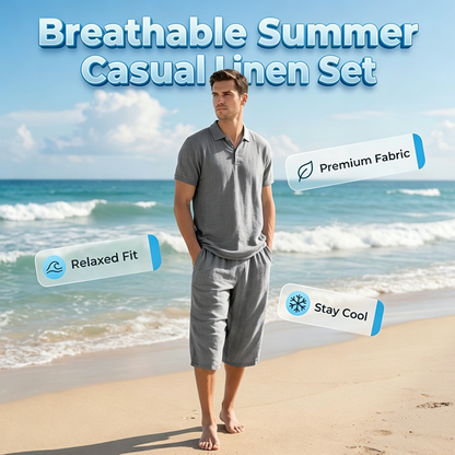 Casual Linen Shirt and Pants Set for Men – Lightweight, breathable, and relaxed fit 👖