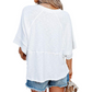 ✨Women's Solid Color Splicing Loose Five Points Flare Sleeve T-Shirt