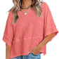 ✨Women's Solid Color Splicing Loose Five Points Flare Sleeve T-Shirt