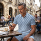 👕 Men's Geometric Print Collared Top & Shorts Set – Modern Pattern & Breathable Coordinated Look 🔷