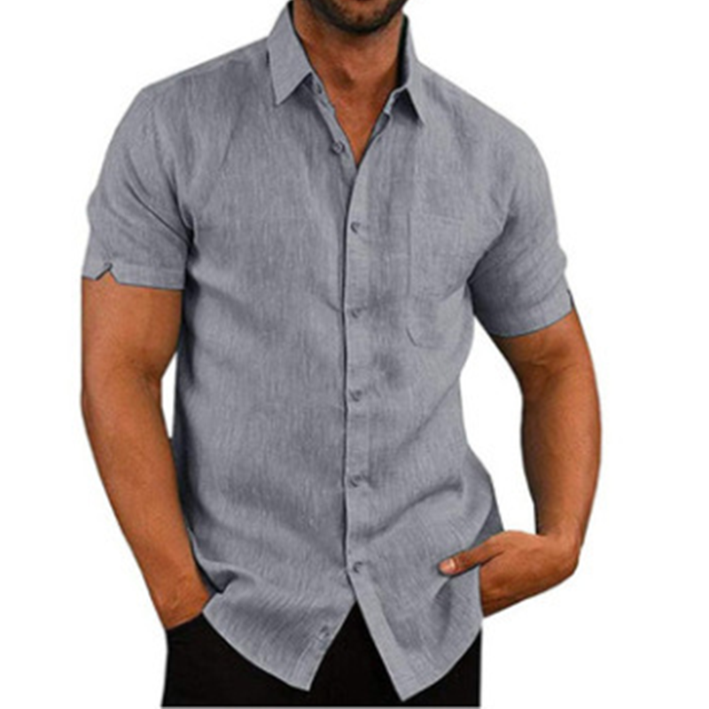 👔Men's Casual Short Sleeve Linen Blend Shirt - Stretchable, Breathable & Lightweight for Summer