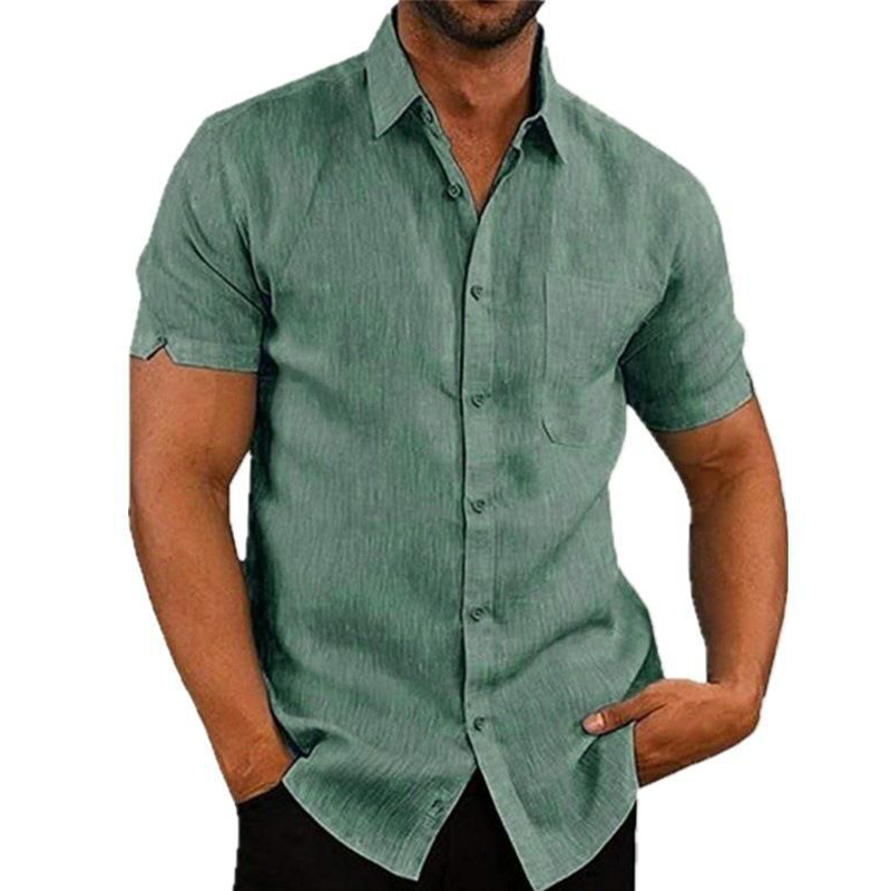 👔Men's Casual Short Sleeve Linen Blend Shirt - Stretchable, Breathable & Lightweight for Summer