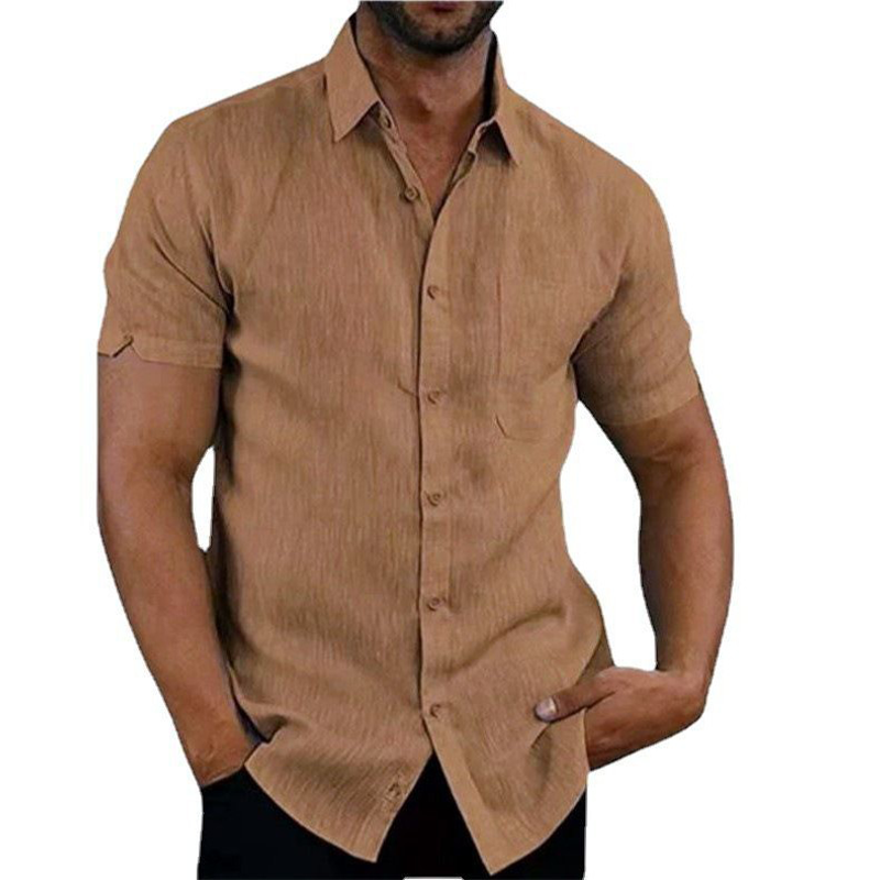 👔Men's Casual Short Sleeve Linen Blend Shirt - Stretchable, Breathable & Lightweight for Summer