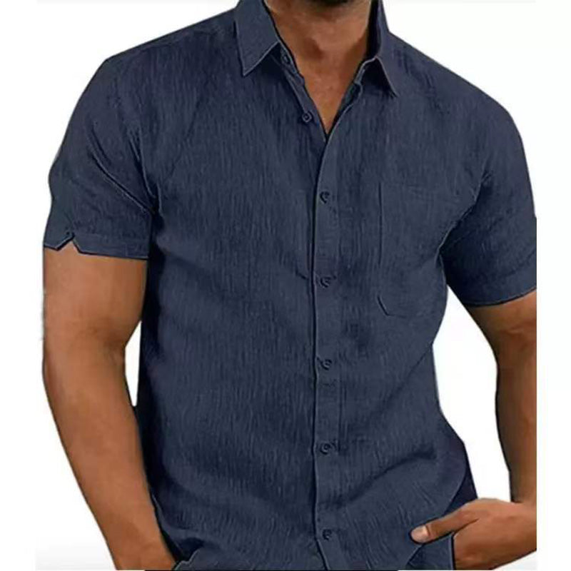 👔Men's Casual Short Sleeve Linen Blend Shirt - Stretchable, Breathable & Lightweight for Summer