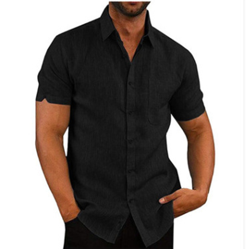 👔Men's Casual Short Sleeve Linen Blend Shirt - Stretchable, Breathable & Lightweight for Summer