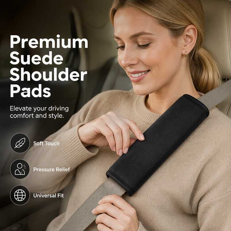 Universal Faux Suede Seat Belt Shoulder Pads | Soft Thick Comfort Cushion ✨