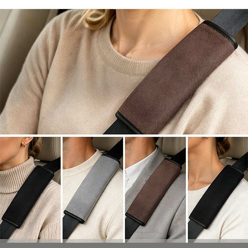 Universal Faux Suede Seat Belt Shoulder Pads | Soft Thick Comfort Cushion ✨