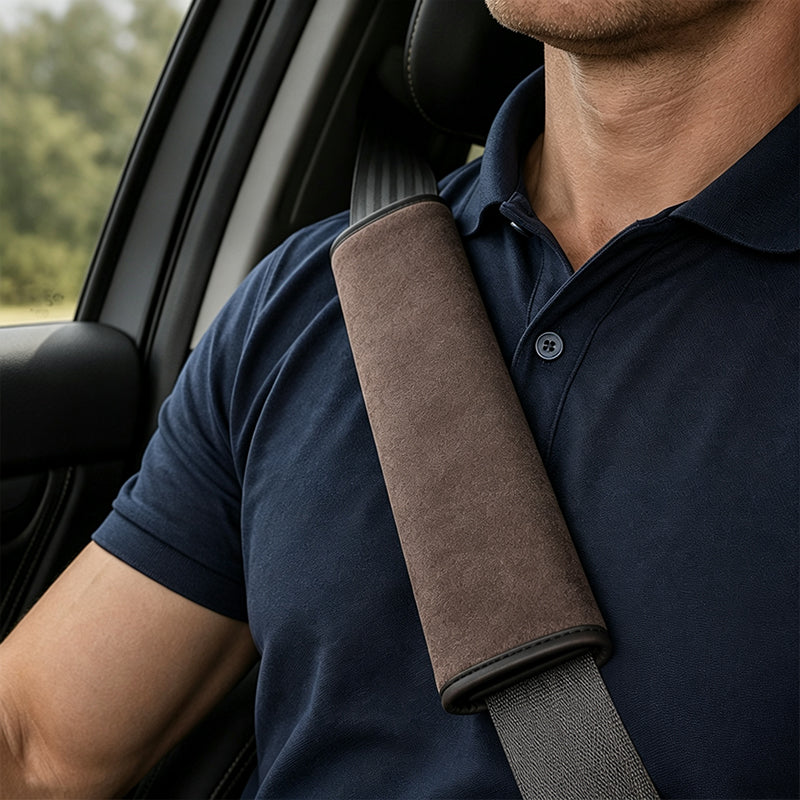 Universal Faux Suede Seat Belt Shoulder Pads | Soft Thick Comfort Cushion ✨