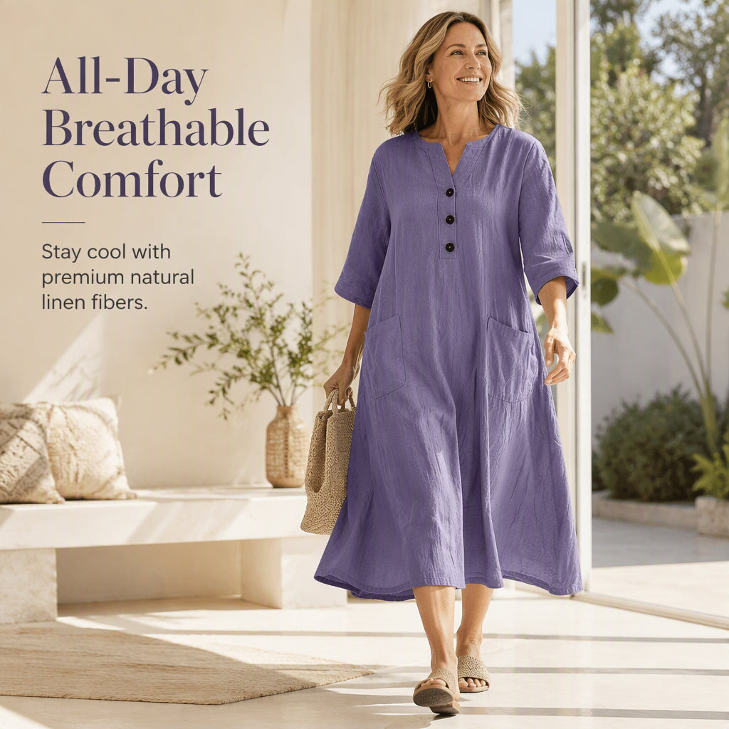 🔥Women’s Oversized A-Line Midi Dress with Pockets