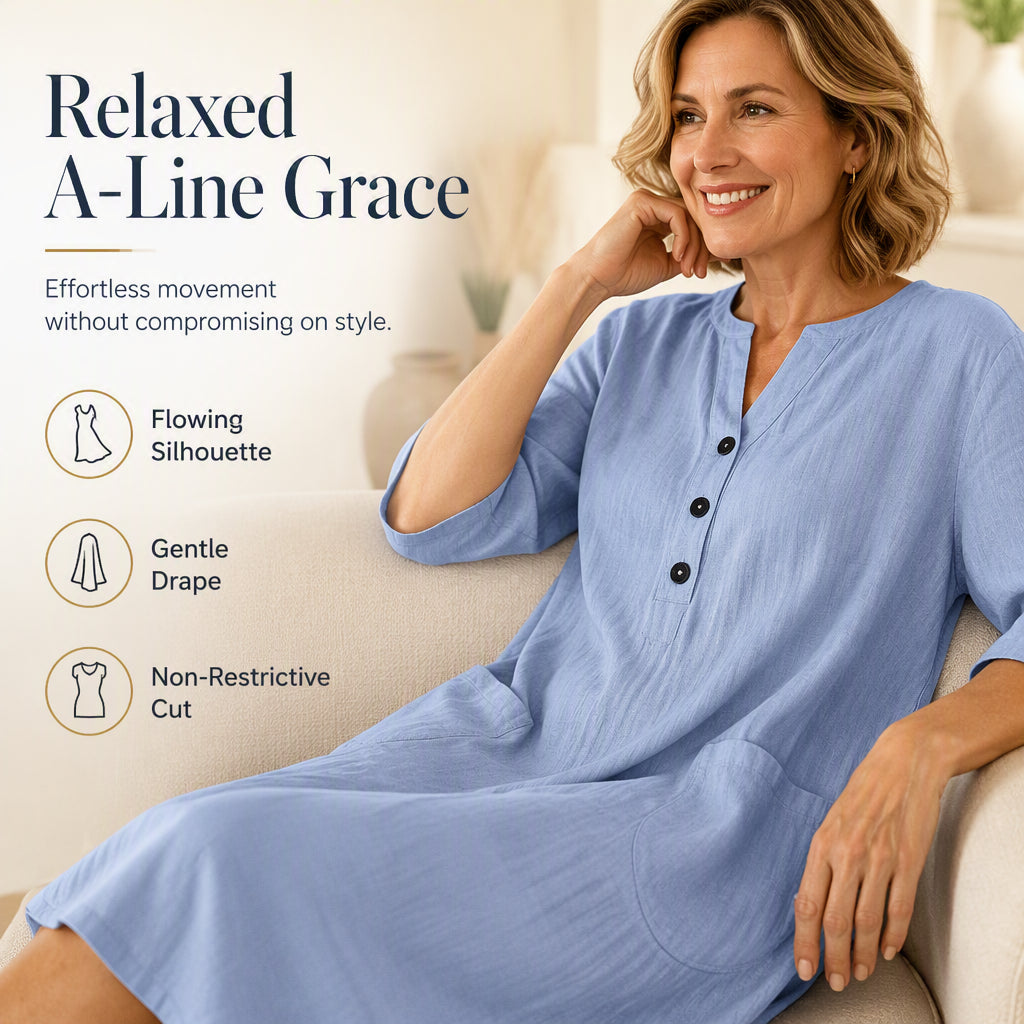 🔥Women’s Oversized A-Line Midi Dress with Pockets