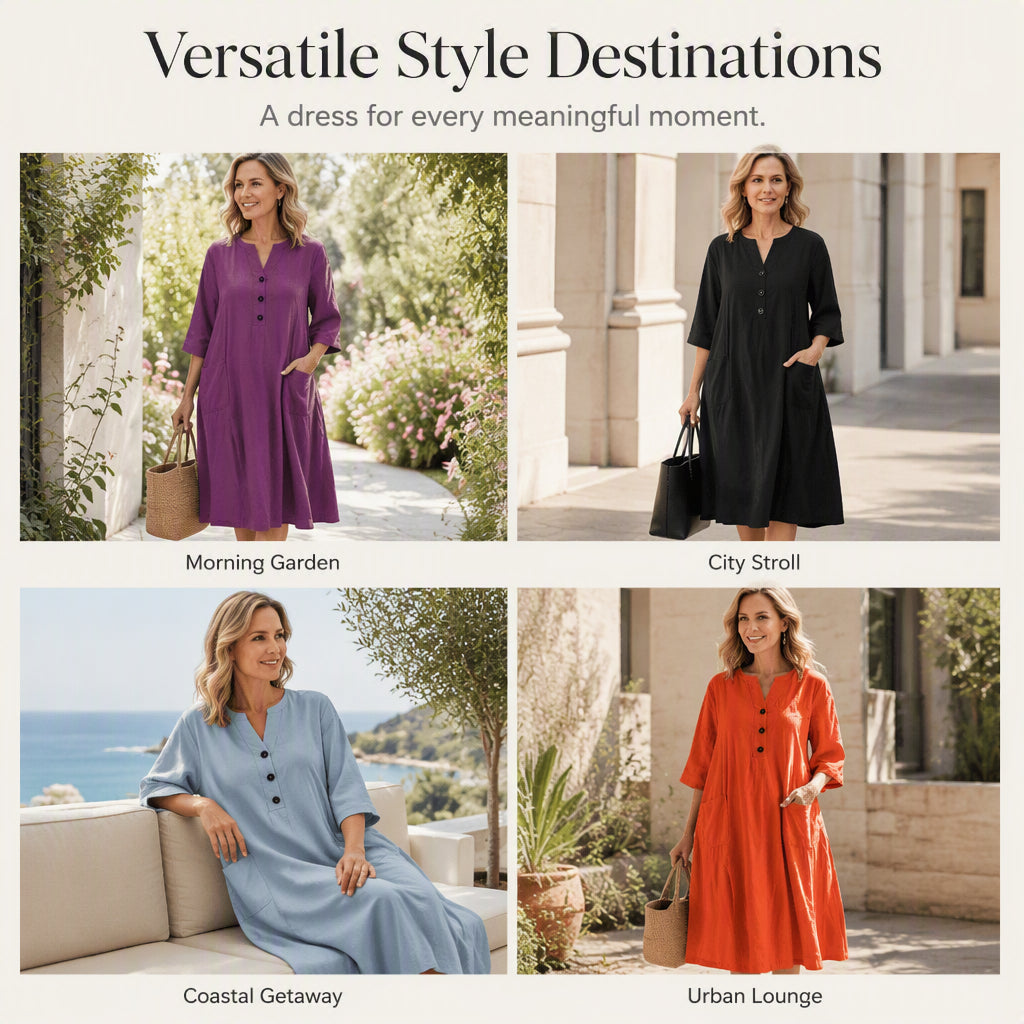 🔥Women’s Oversized A-Line Midi Dress with Pockets