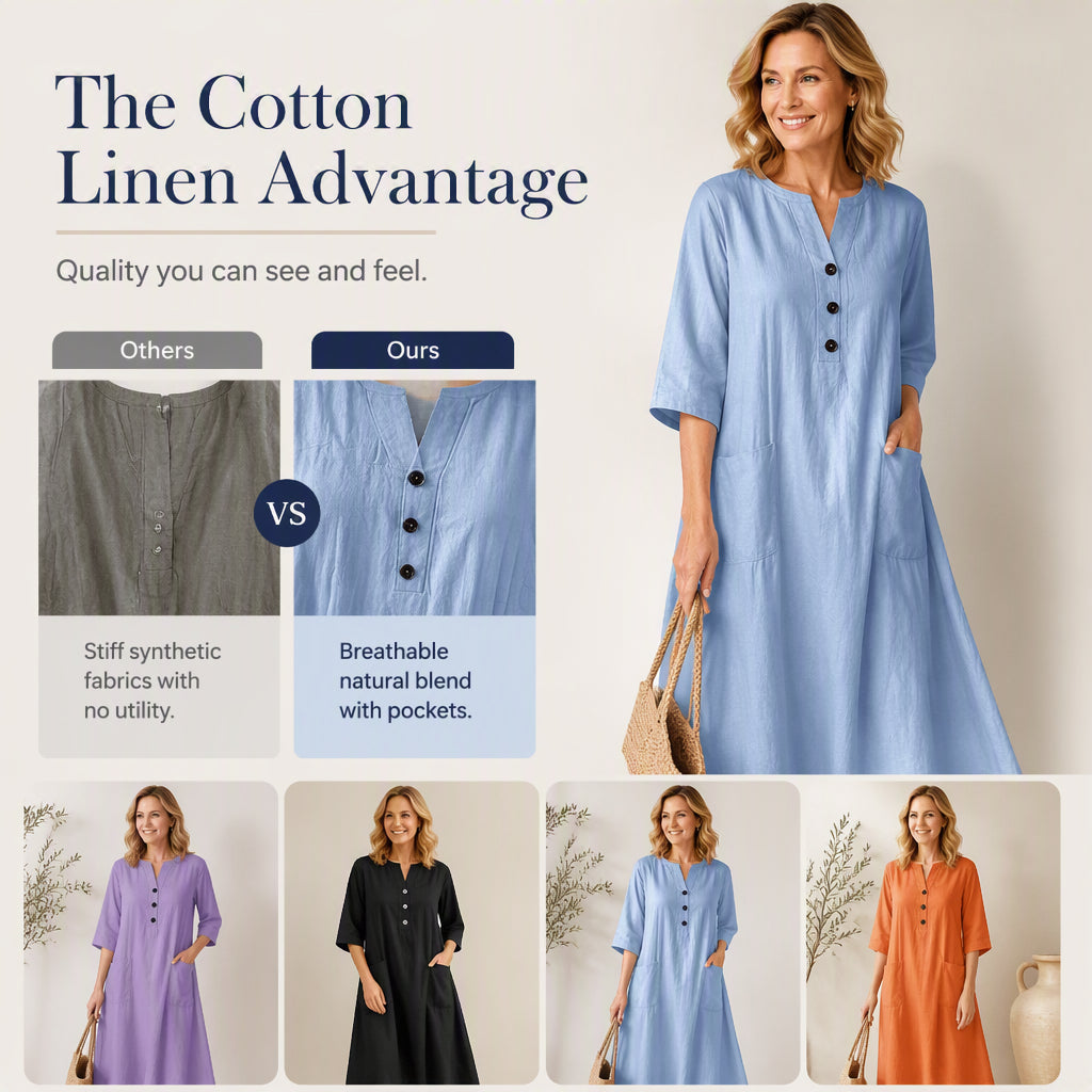 🔥Women’s Oversized A-Line Midi Dress with Pockets
