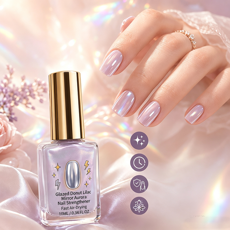 📢📢Buy 1 get 1 free !! ⏰Lilac Glossy Mirror Nail Strengthener