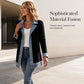 Women’s Elegant Denim Spliced Ribbed Knit Coat