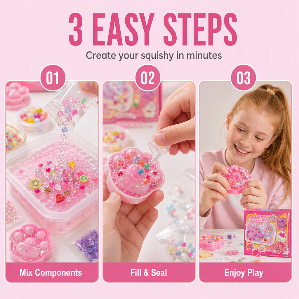 🔥DIY Fried Ice Squishy Toy Kit with Cat Claw Design for Kids
