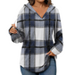 ✨ Easy Everyday Comfort | Women's Plaid Hooded Drawstring V-Neck Shirt🍂
