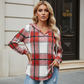 ✨ Easy Everyday Comfort | Women's Plaid Hooded Drawstring V-Neck Shirt🍂