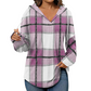 ✨ Easy Everyday Comfort | Women's Plaid Hooded Drawstring V-Neck Shirt🍂