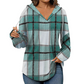 ✨ Easy Everyday Comfort | Women's Plaid Hooded Drawstring V-Neck Shirt🍂