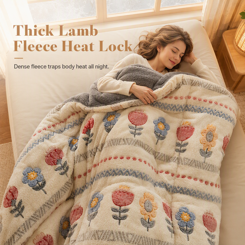 🔥 50% OFF ❄️ Double-Sided Sherpa Fleece Comforter – Thick Warm Winter Quilt, Soft Velvet Feel for Cozy Bedroom Bedding 🛏️✨