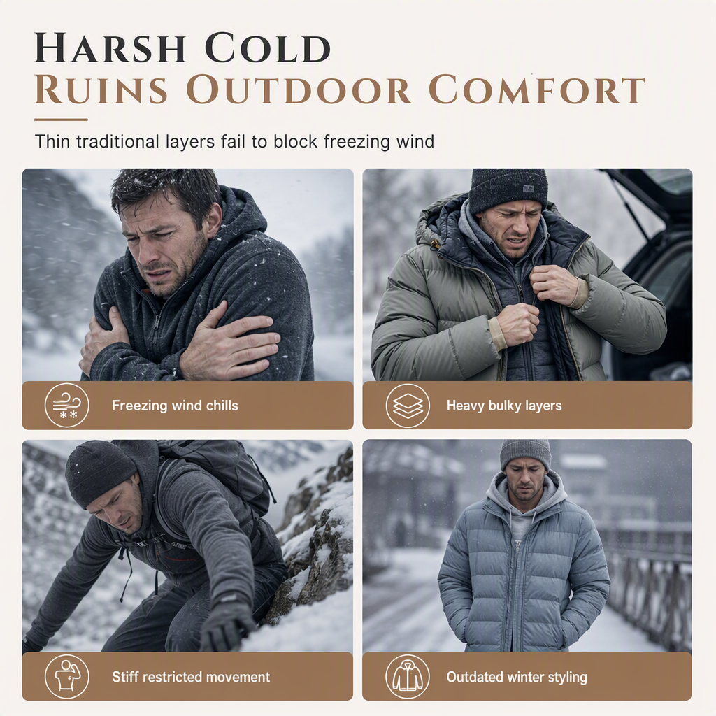 ❄️ Winter-Ready Comfort | Men's Fleece-Lined Jacquard Hooded Pullover