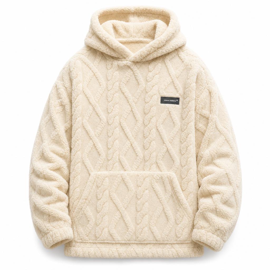 ❄️ Winter-Ready Comfort | Men's Fleece-Lined Jacquard Hooded Pullover