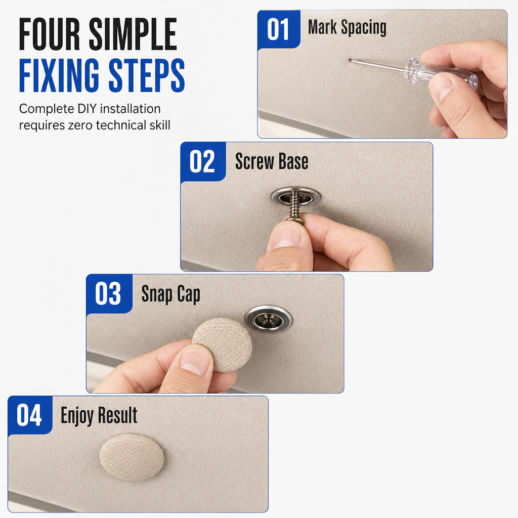 🚗 🔧 Car Headliner Repair Kit — Fix Sagging Roof Fabric, Snap Buttons & Rivets