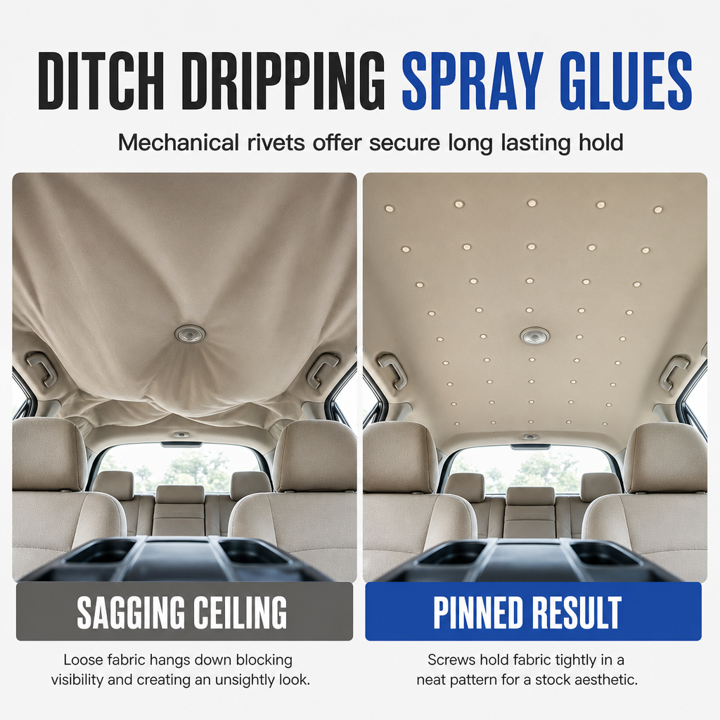 🚗 🔧 Car Headliner Repair Kit — Fix Sagging Roof Fabric, Snap Buttons & Rivets
