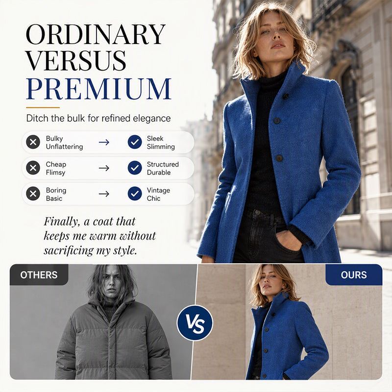 🧥Women's Vintage Stand Collar Woolen Coat