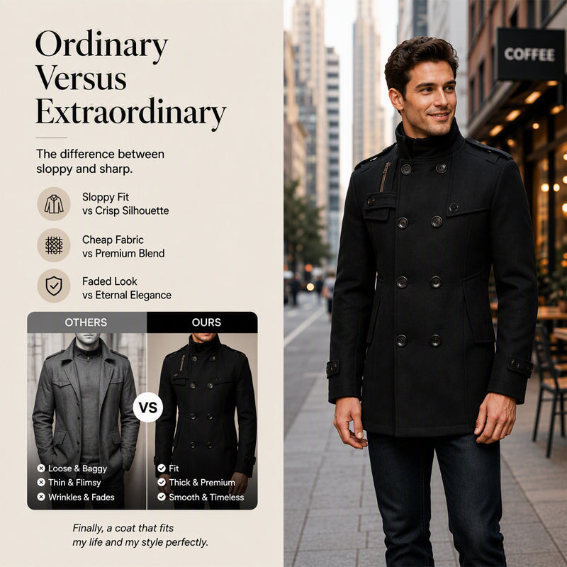 Men's Slim Fit Double Breasted Trench Coat