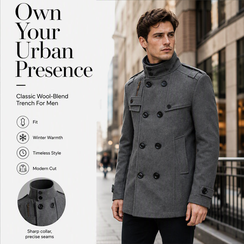 Men's Slim Fit Double Breasted Trench Coat
