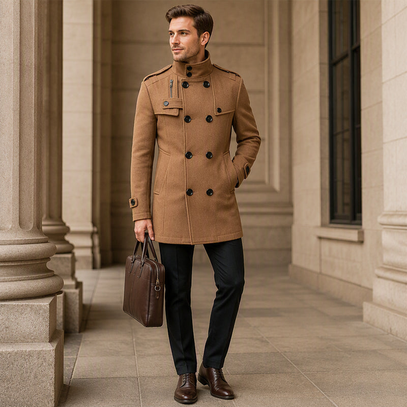 Men's Slim Fit Double Breasted Trench Coat
