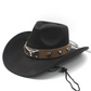 Unisex Suede Cowboy Hat with Vintage Bull Band and Wind Rope