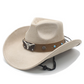 Unisex Suede Cowboy Hat with Vintage Bull Band and Wind Rope