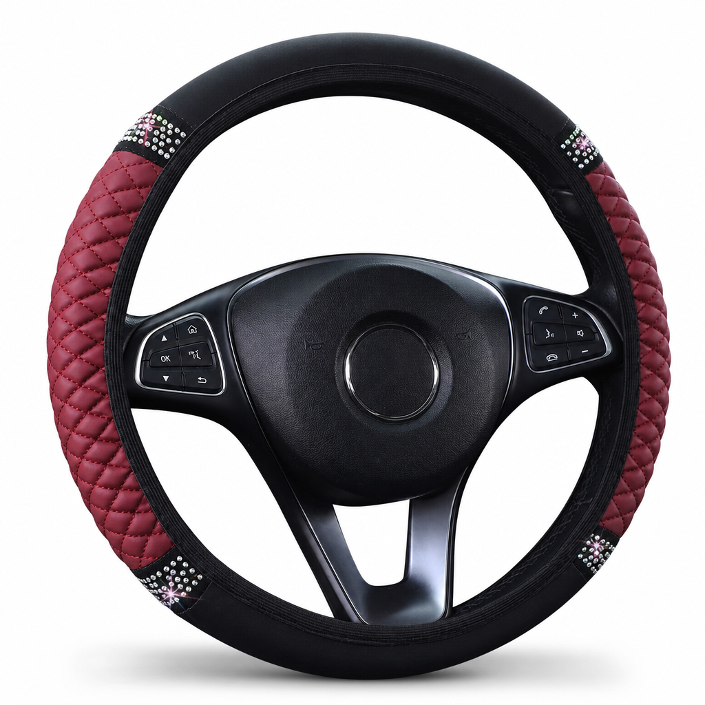 ⏳Time-Limited Special ⏰ Rhinestone Steering Wheel Cover – Sparkling, Quilted, Luxury 🚗